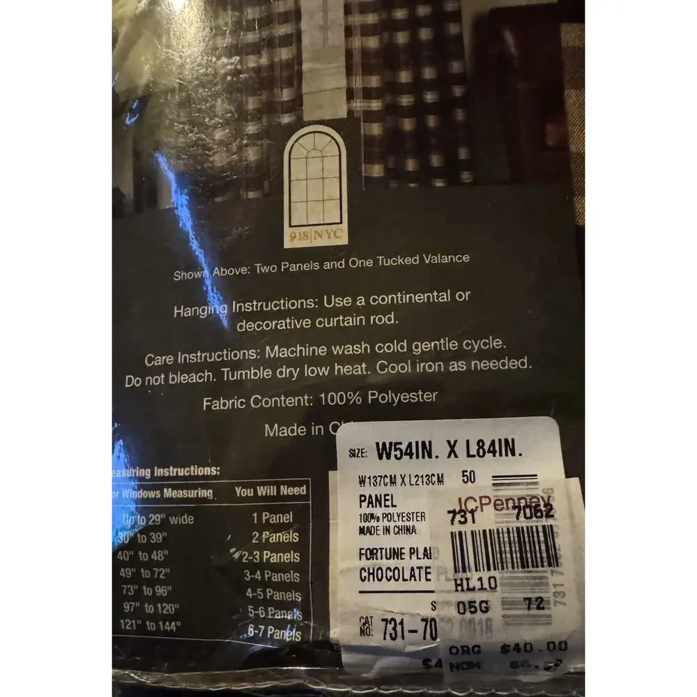 Fortune Plaid Curtain Panels Lot of 2 54x84 Chocolate Brown JCPenney Rustic‎